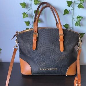 Dooney and Burke navy brown large satchel purse